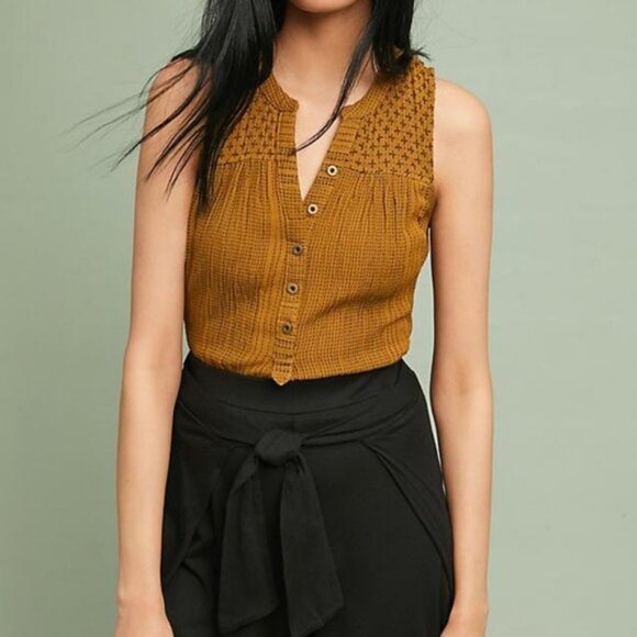 Akemi + Kin Marais Swing Top anthropologie Sleeveless Embroidered Size 2 - Picture 1 of 8